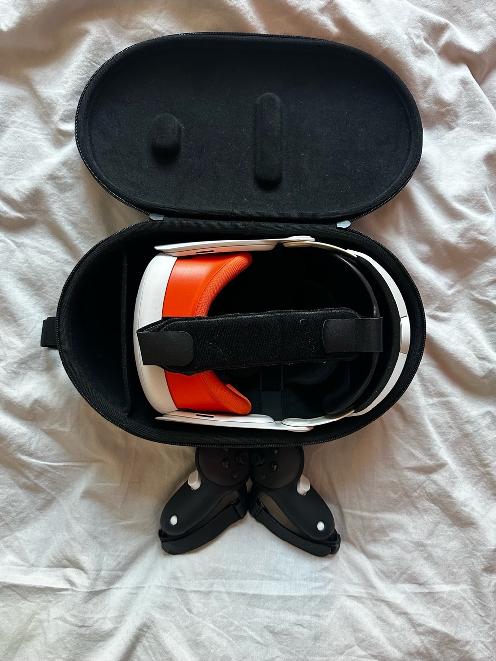 Meta Quest 3 VR Headset Controllers Case White Orange Bundle Set